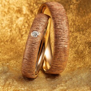 Alliances “Sillon d’Or” en or rose strié