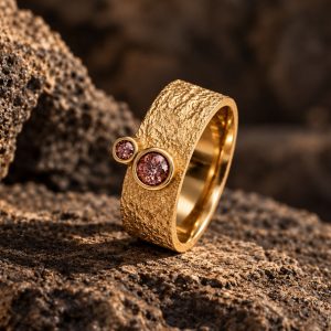 Bague or jaune brut et tourmalines | Vioz