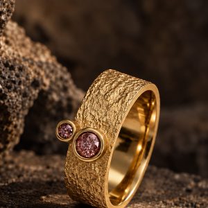 Alliance or jaune brut et tourmalines Constellation Libre