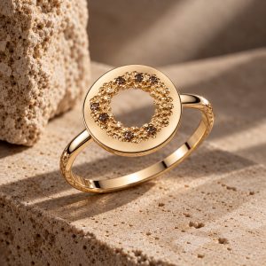 Disque-Originel-en-Or-Jaune-et-Diamants-Bruns - Vioz