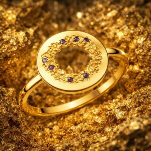 Disque Originel en Or Jaune et Diamants Bruns