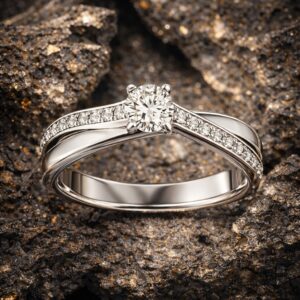 Éclat Croisé en Or Blanc et Diamants