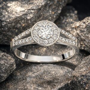 Halo d’Exception en Or Gris et Diamants