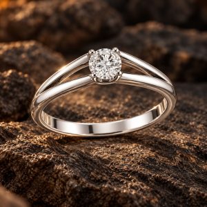 Bague de fiançailles or gris 4 griffes Architecture Pure Vioz