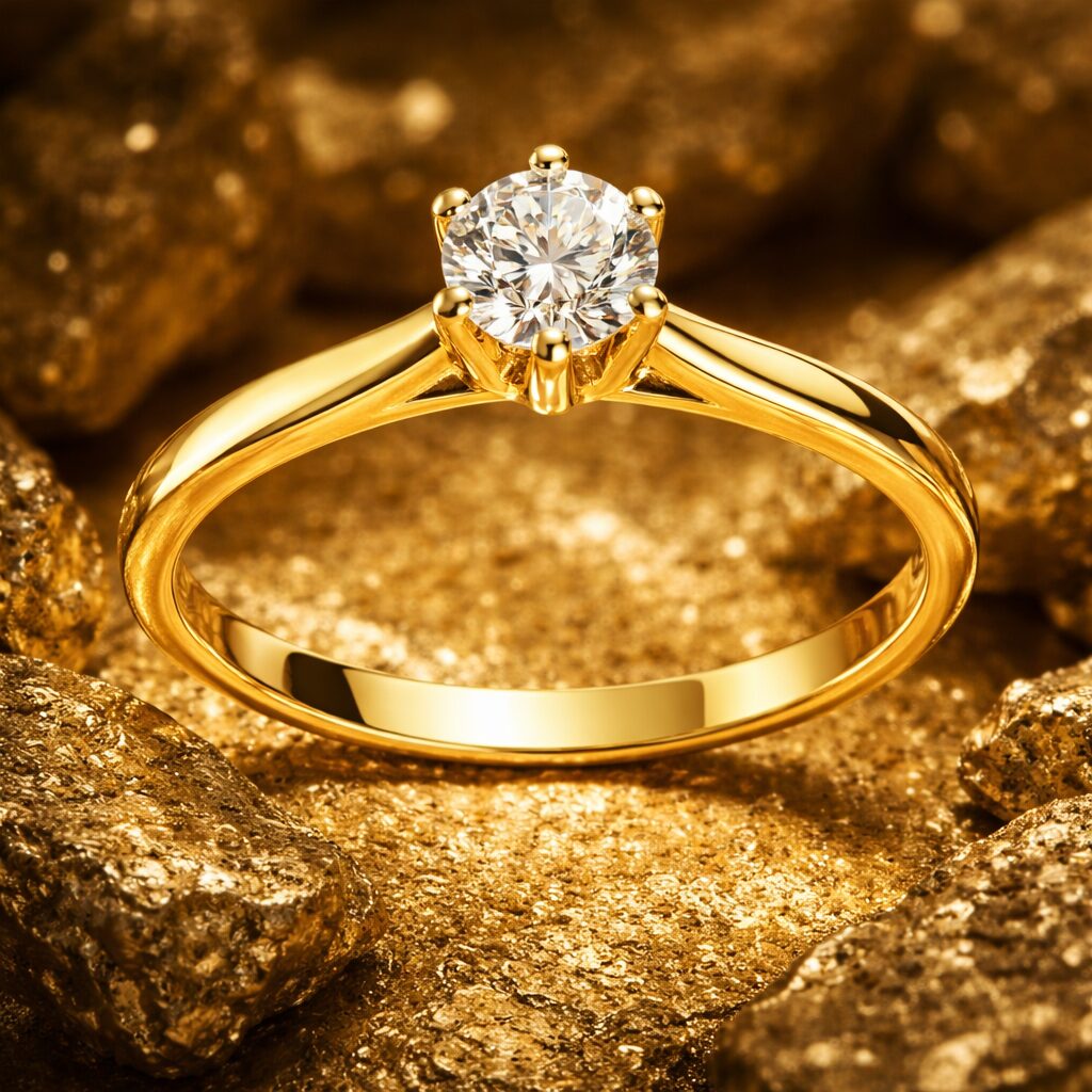 Solitaire Couronne d’Or en Éclat Absolu