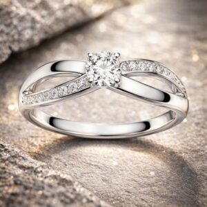 Solitaire Entrelacs Joaillier en Or Gris