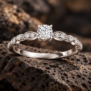 Bague de fiançailles diamants motifs marquise Jardin Précieux Vioz