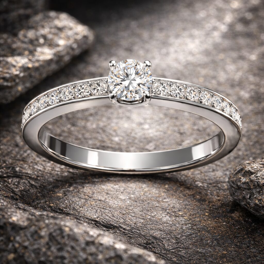 Solitaire Lumière Éternelle en Or Blanc et Diamants