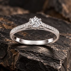 Solitaire en or gris et diamants Rayonnement Noble Vioz