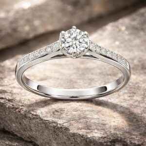 Solitaire Rayonnement Noble en Or Gris