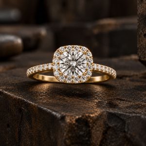 Bague de fiançailles diamant coussin Écrin Précieux Vioz